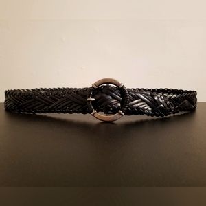 Vintage Black Braided Belt with Silver Buckle